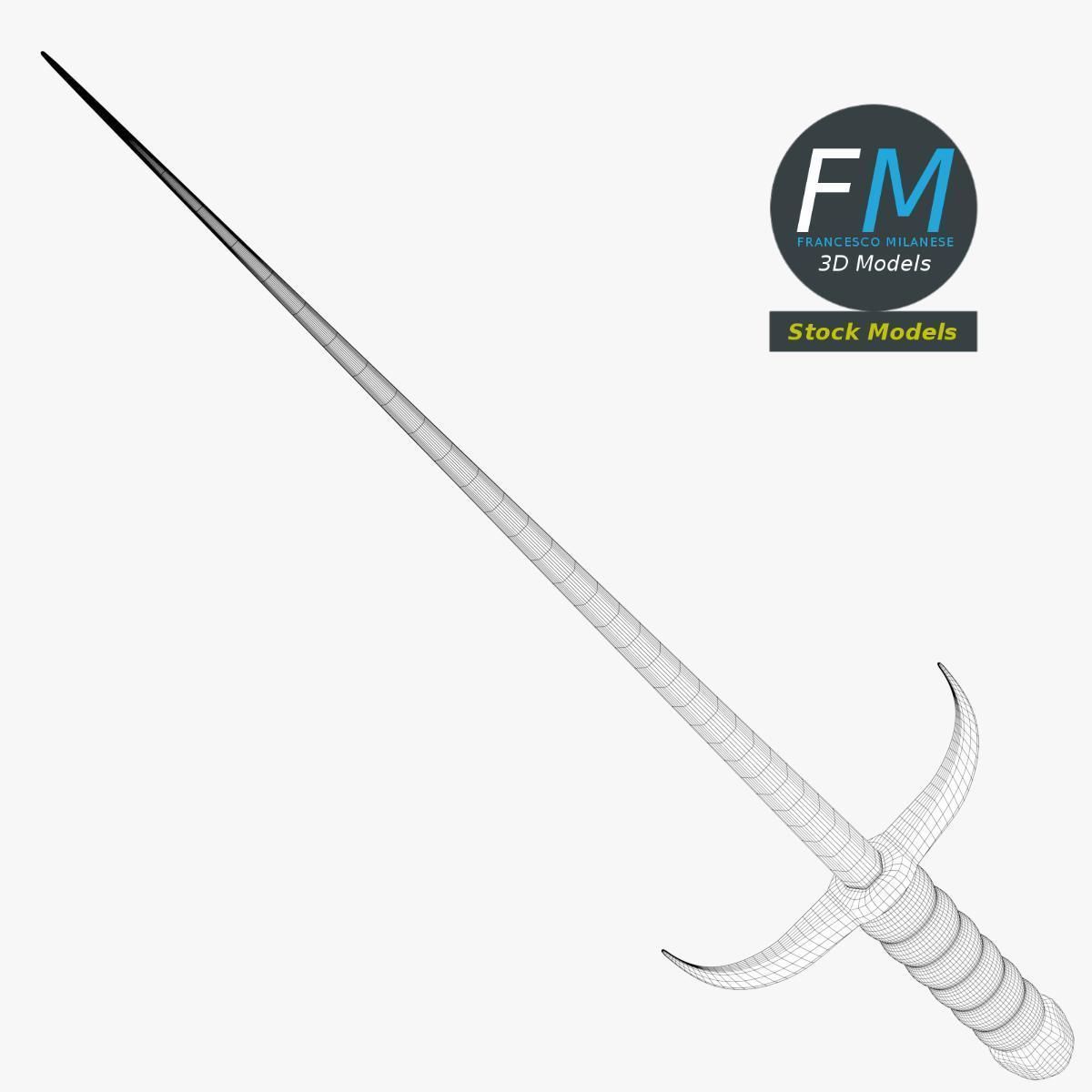 Sai piercing knife melee 3D model_7