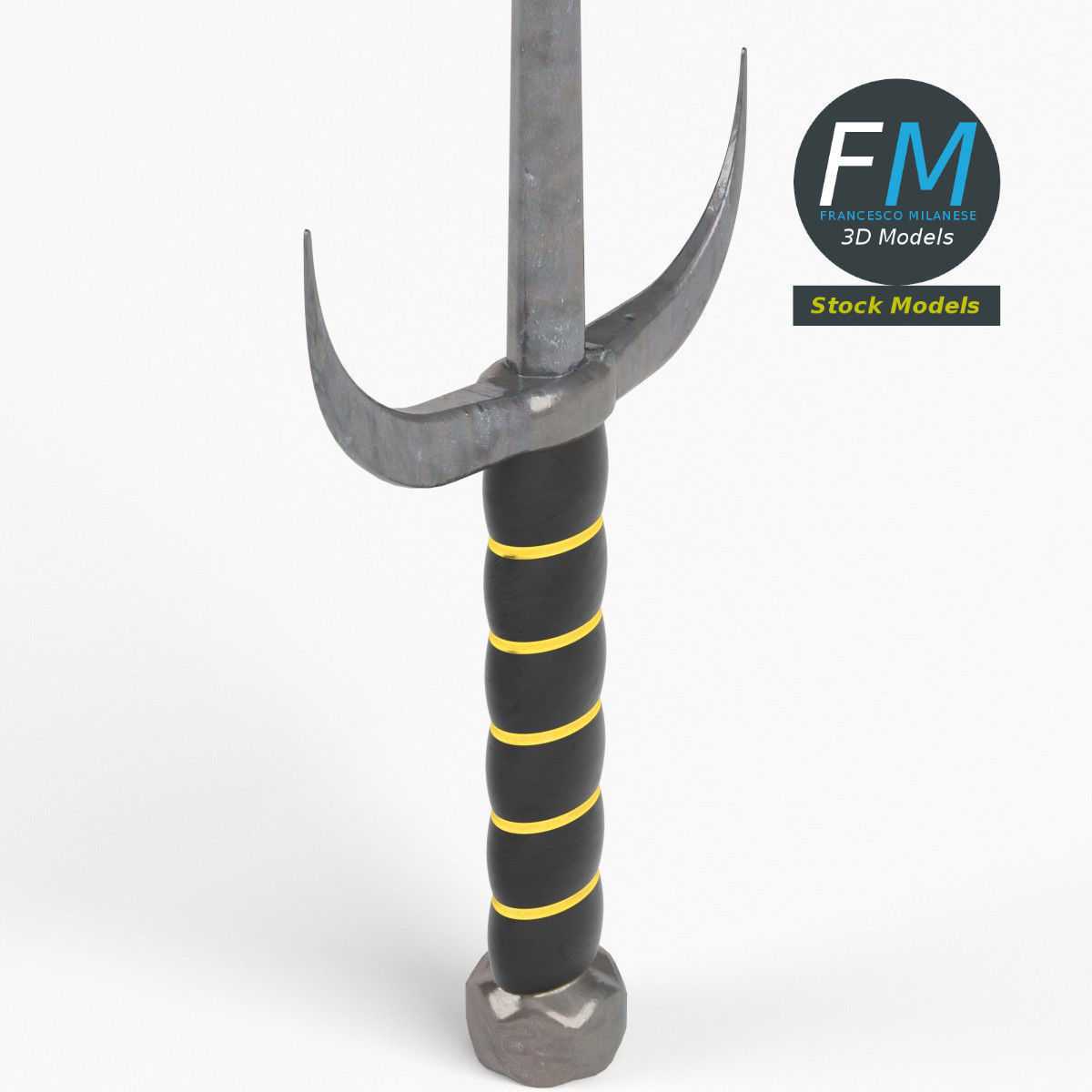 Sai piercing knife melee 3D model_4