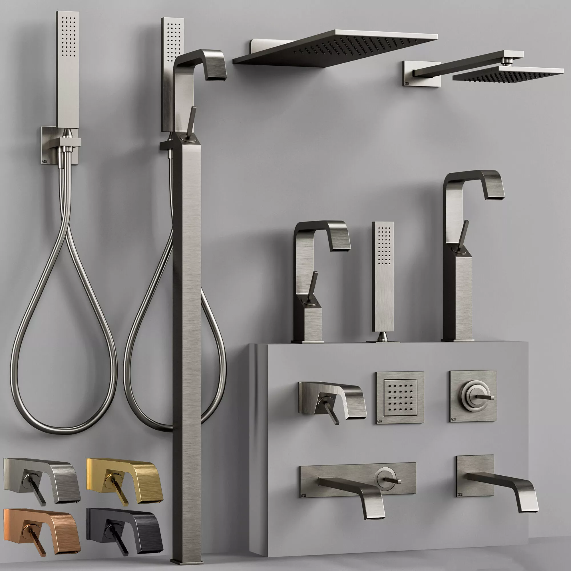 Gessi Rettangolo XL bathroom faucet set S 3D model