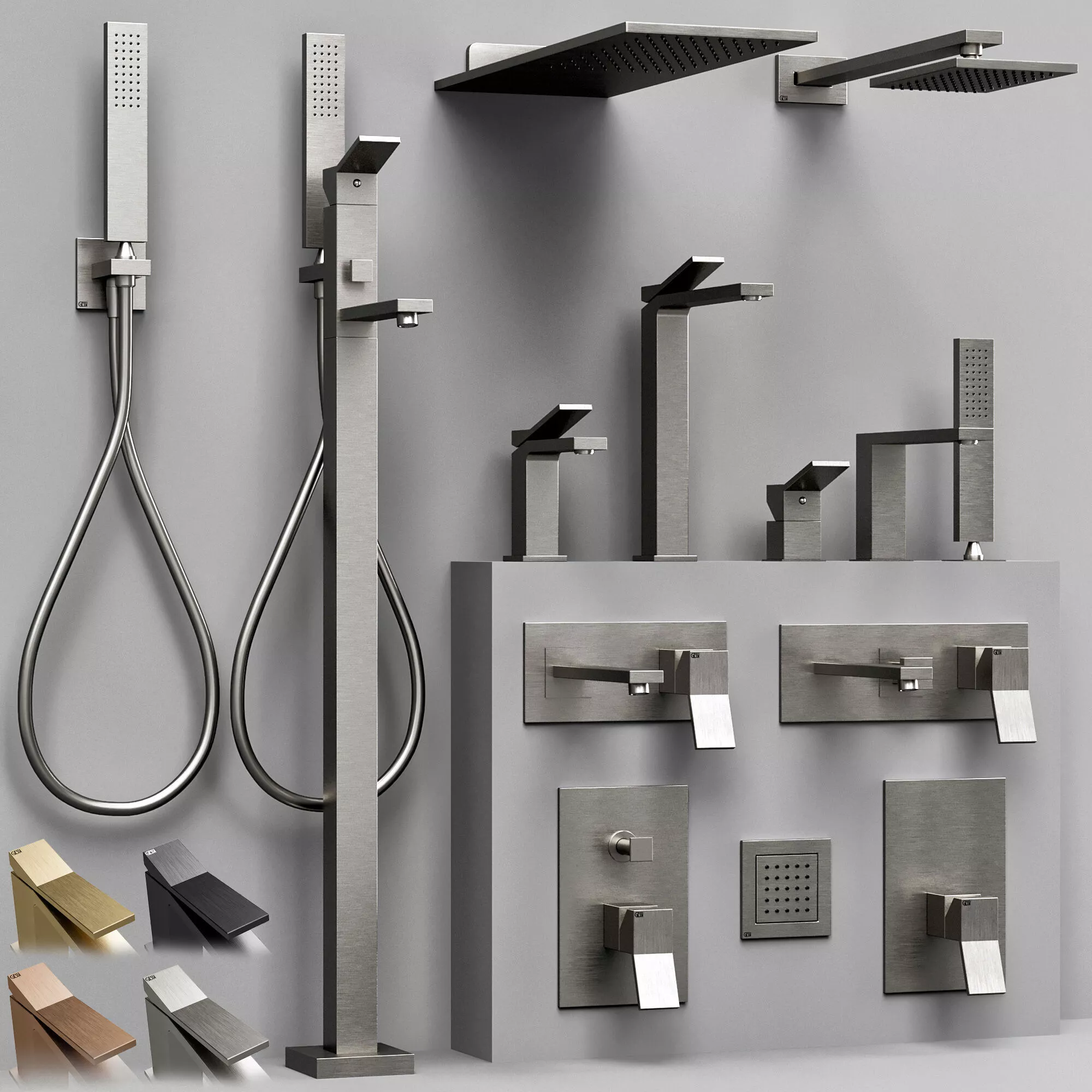 Gessi Rettangolo K bathroom faucet set S 3D model