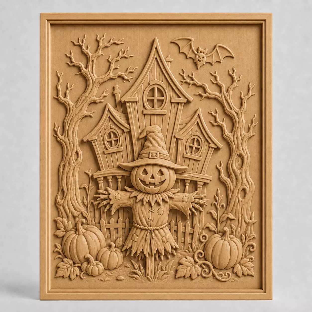 HAUNTED SCARECROW COTTAGE WALL RELIEF - 3D PRINTABLE CNC ART 3D print model