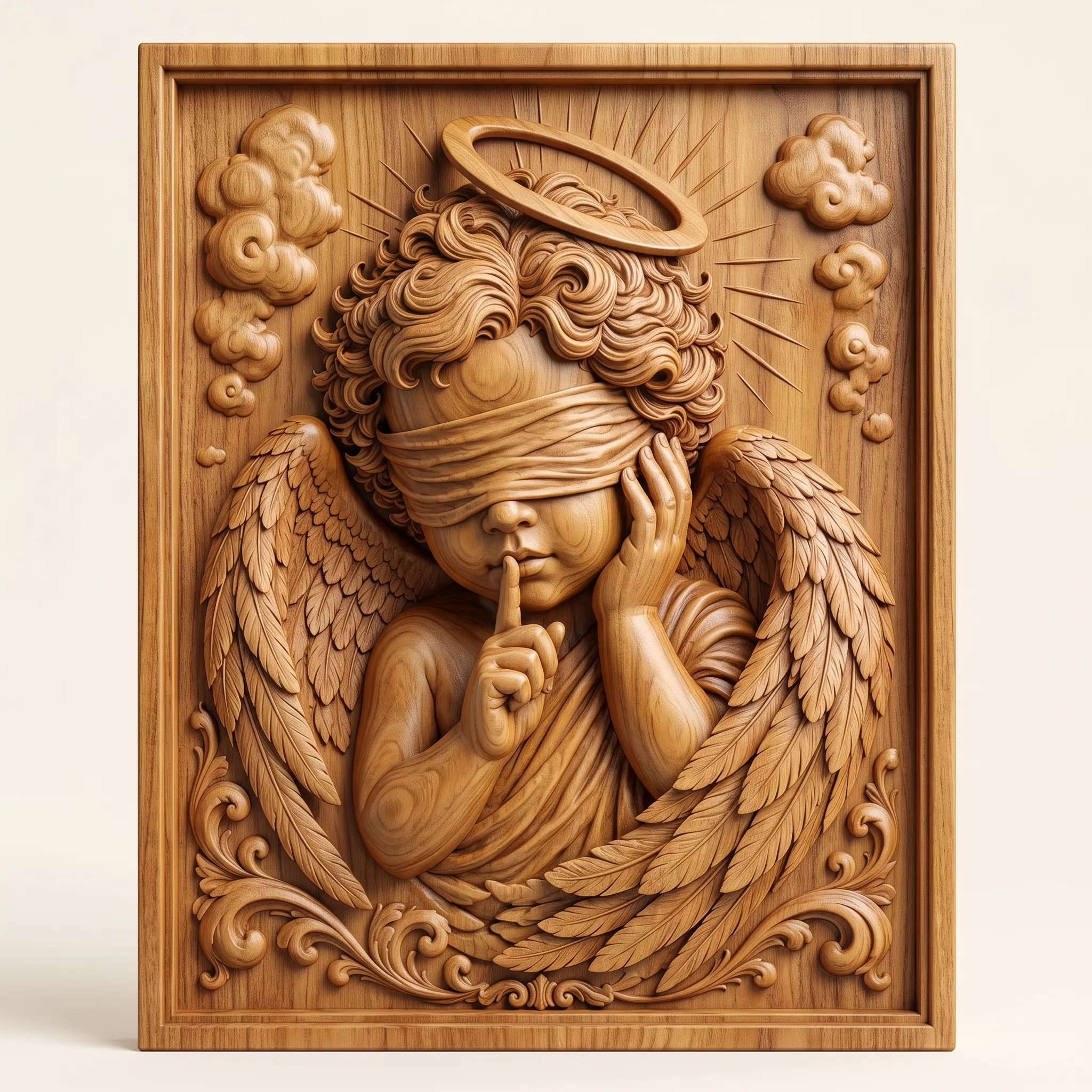 SLEEPING CHERUB ANGEL WALL RELIEF - 3D PRINTABLE CNC ART 3D print model