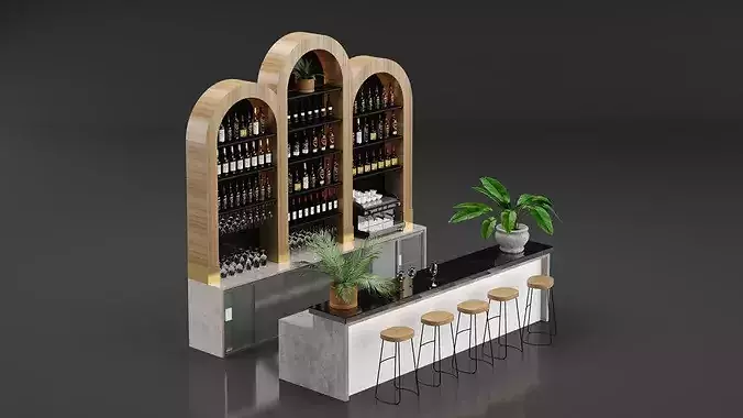 Restaurant Bar 3D model 4