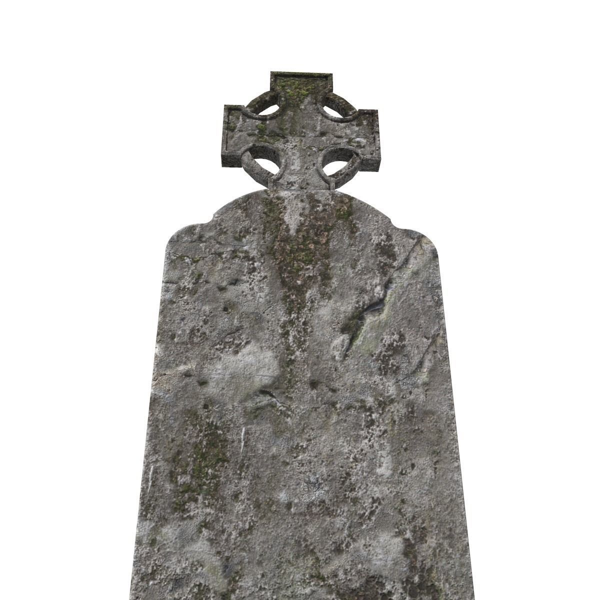 Grave with cross and moss Low-poly 3D model_2