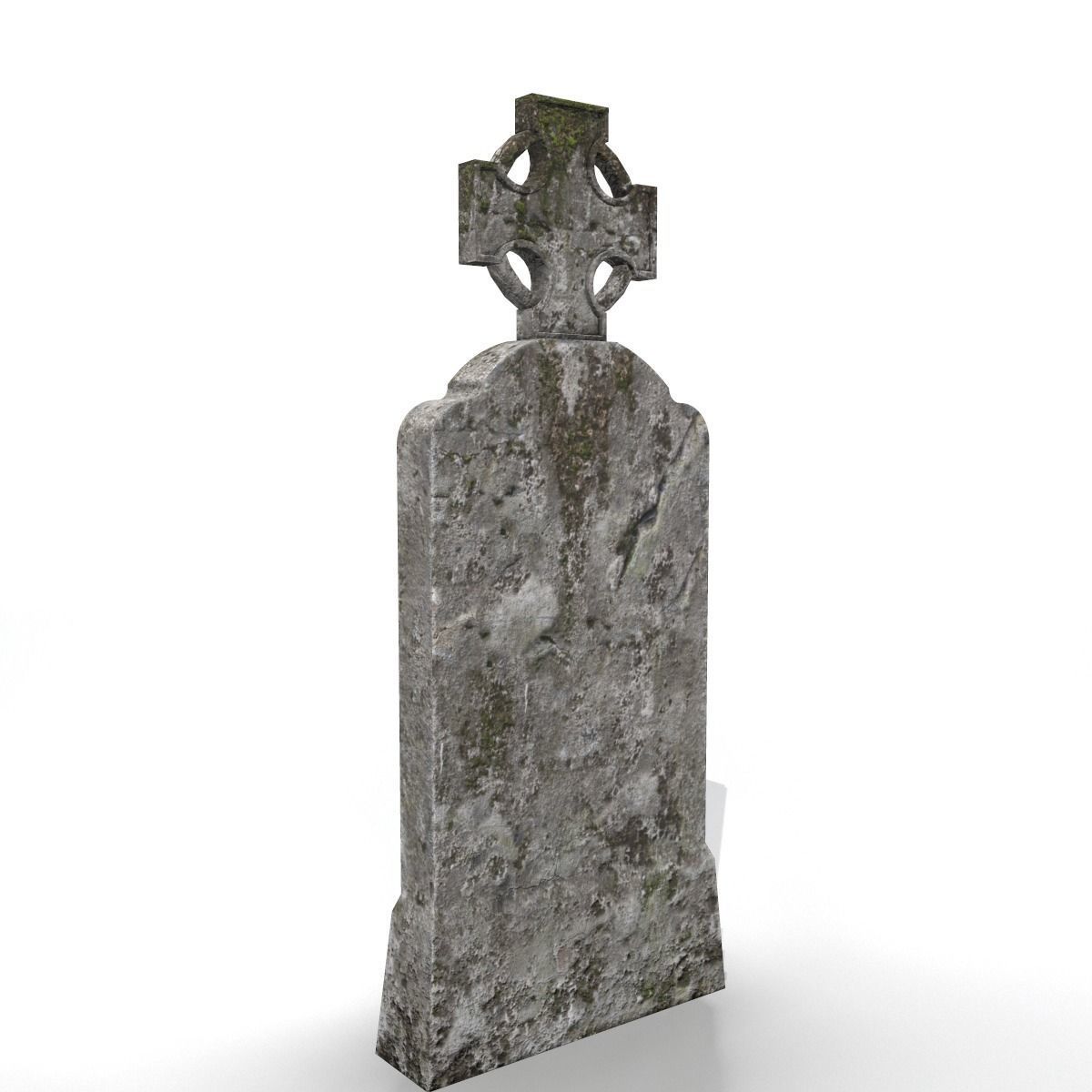 Grave with cross and moss Low-poly 3D model_1