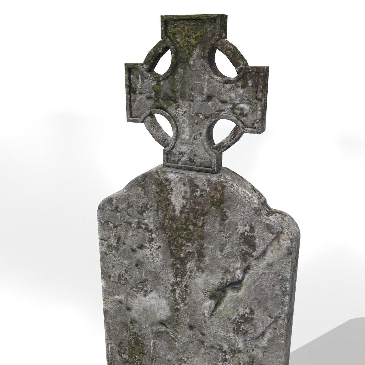 Grave with cross and moss Low-poly 3D model_3