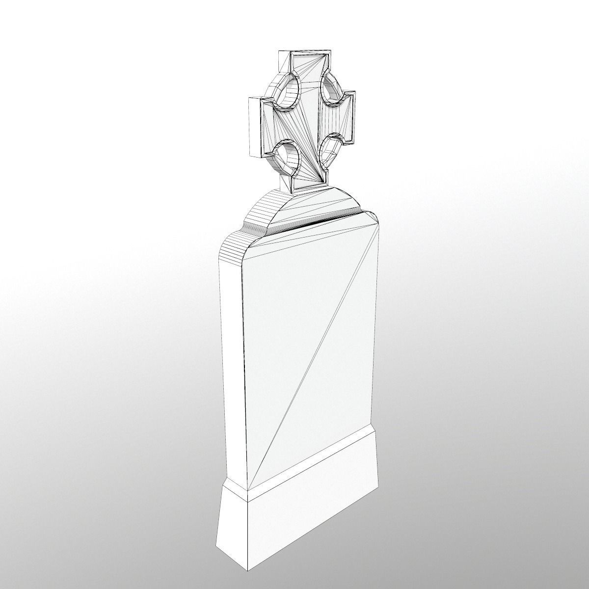 Grave with cross and moss Low-poly 3D model_5