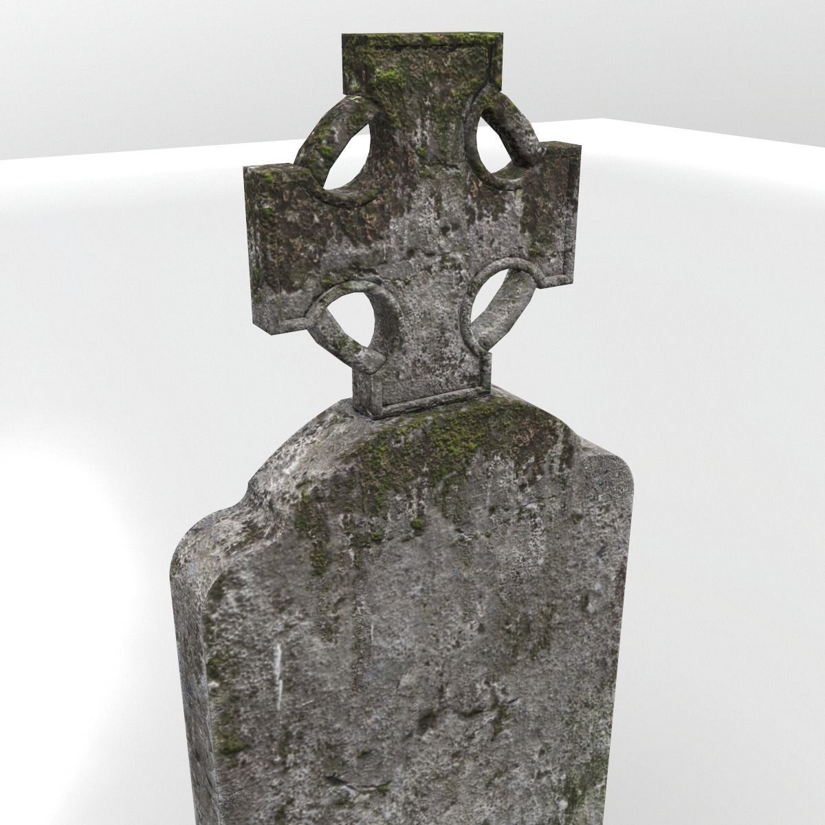 Grave with cross and moss Low-poly 3D model_4