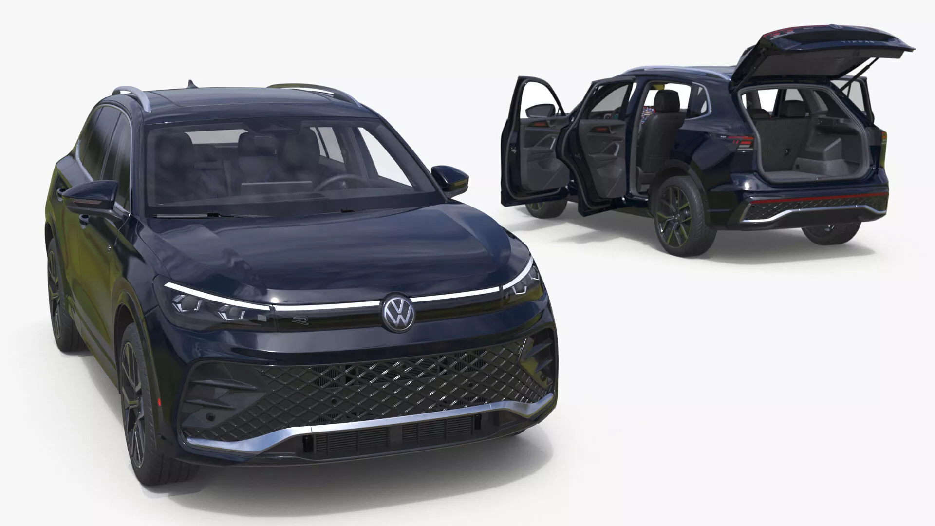 Volkswagen Tiguan 2024 R-Line Black Rigged for Cinema 4D 3D model