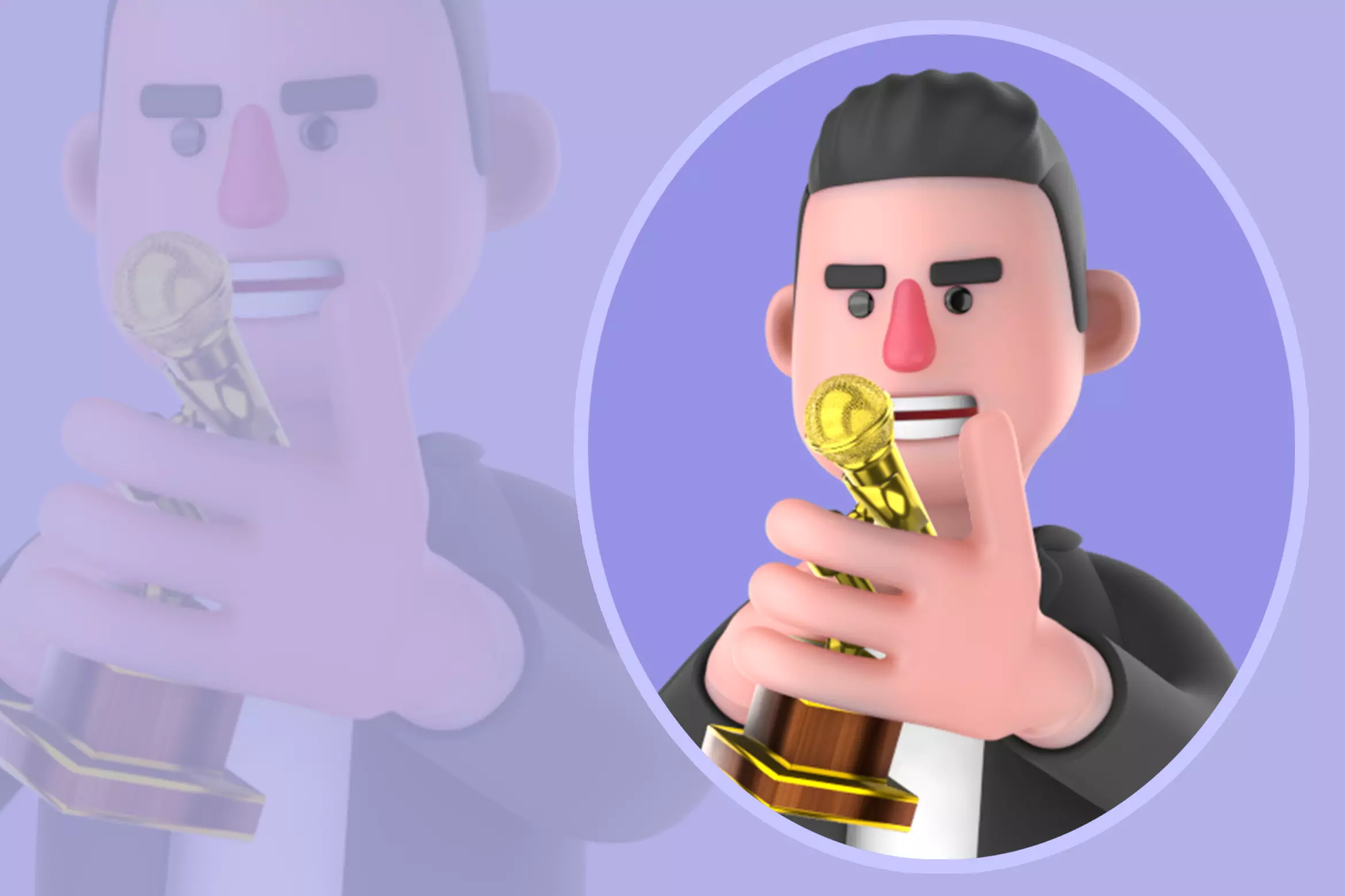 Stylized 3D Musician Character - Cartoon Proud Trophy 3D model