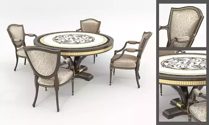 Victoria Classic Dining Set 3D model 3
