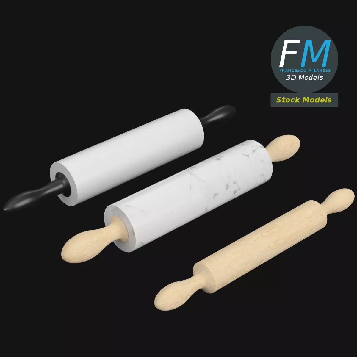 Rolling pins 3D model_0