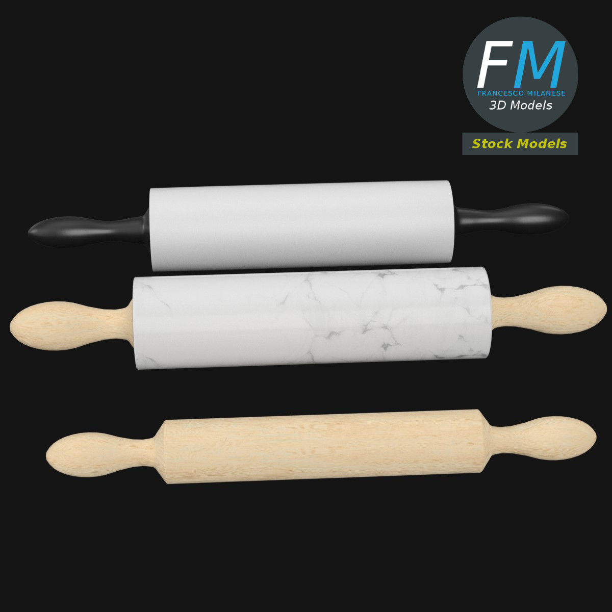 Rolling pins 3D model_2