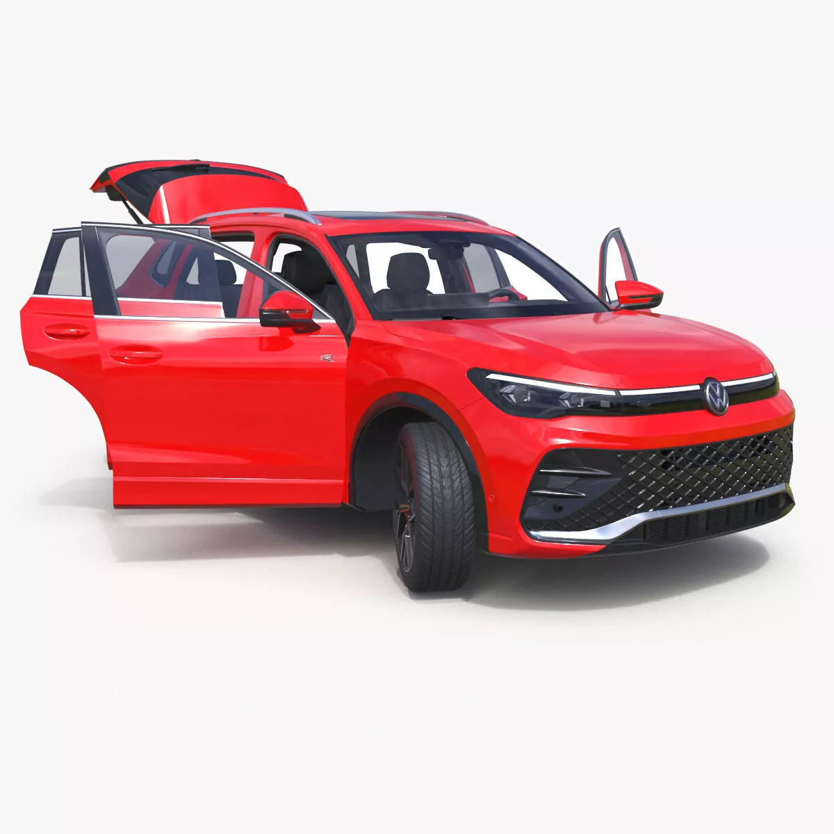 Volkswagen Tiguan 2024 Red Rigged for Cinema 4D 3D model