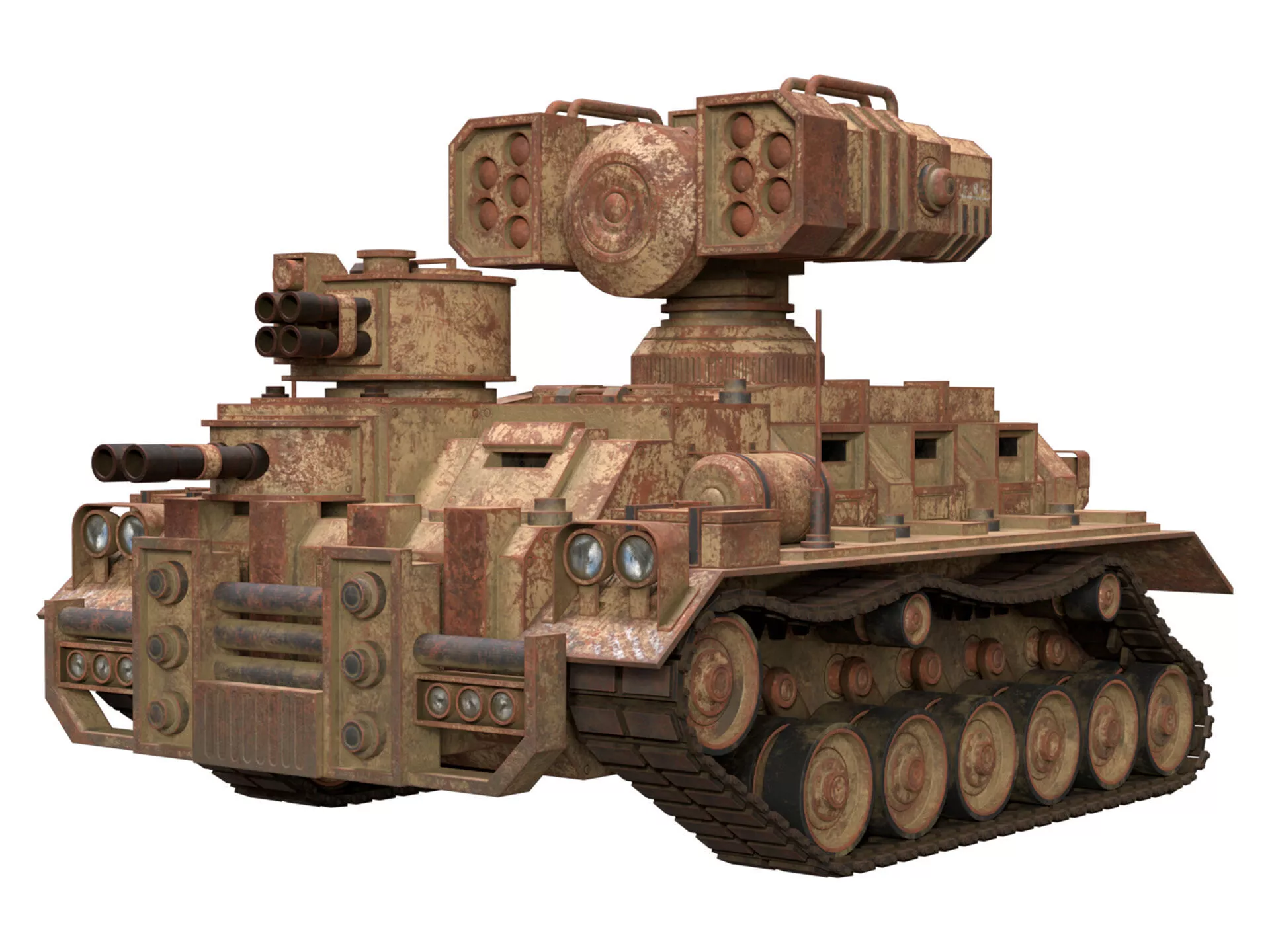Tracked APC-1-Desert-Rusty Low-poly 3D model
