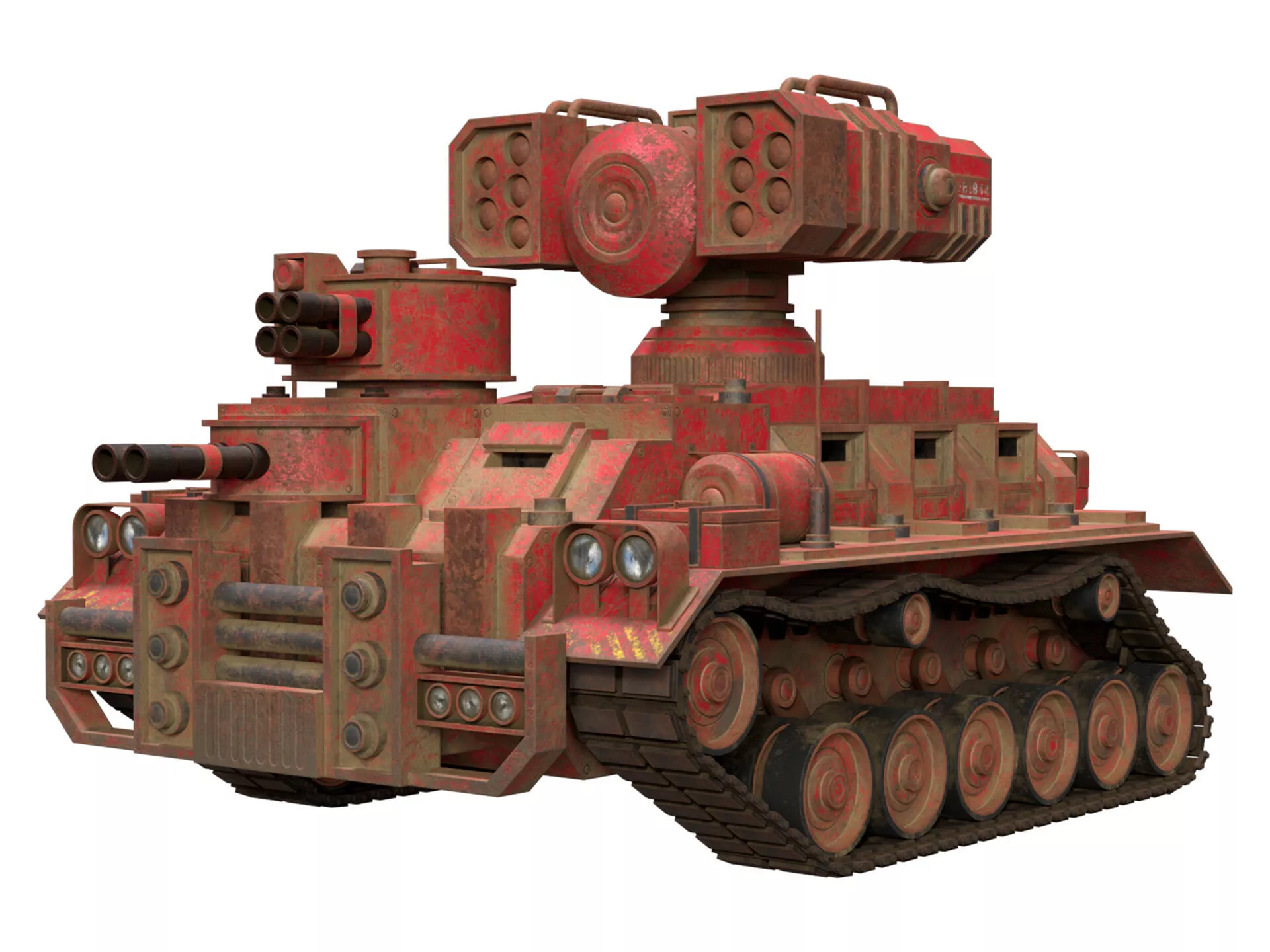 Tracked APC-1-Red-Rusty Low-poly 3D model