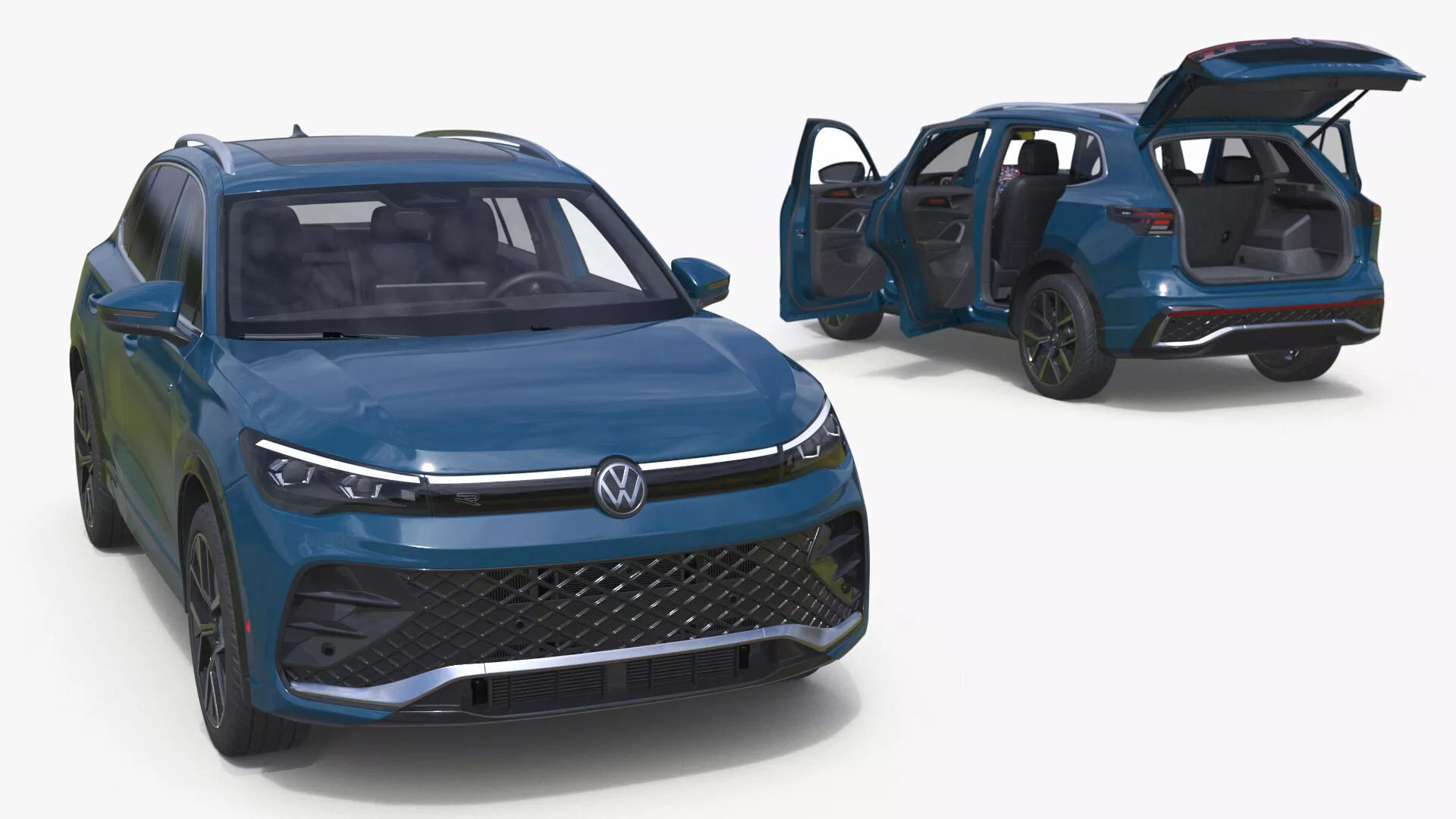 2024 Volkswagen Tiguan R-Line Turquoise Rigged for Cinema 4D 3D model