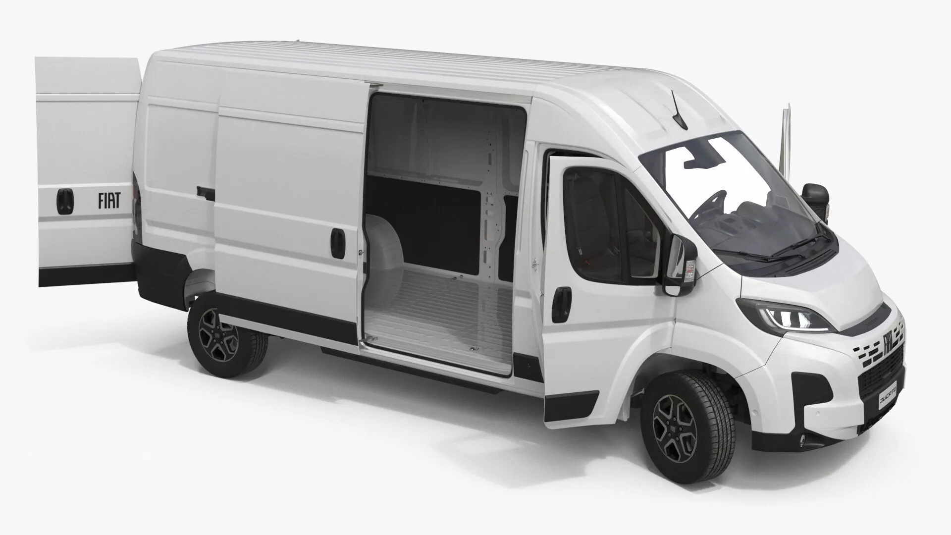White Fiat Ducato 2025 Medium Van Rigged 3D model
