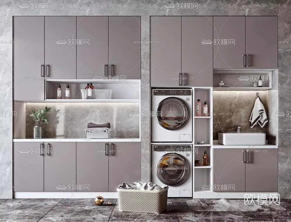 Laundry room Low-poly 3D model
