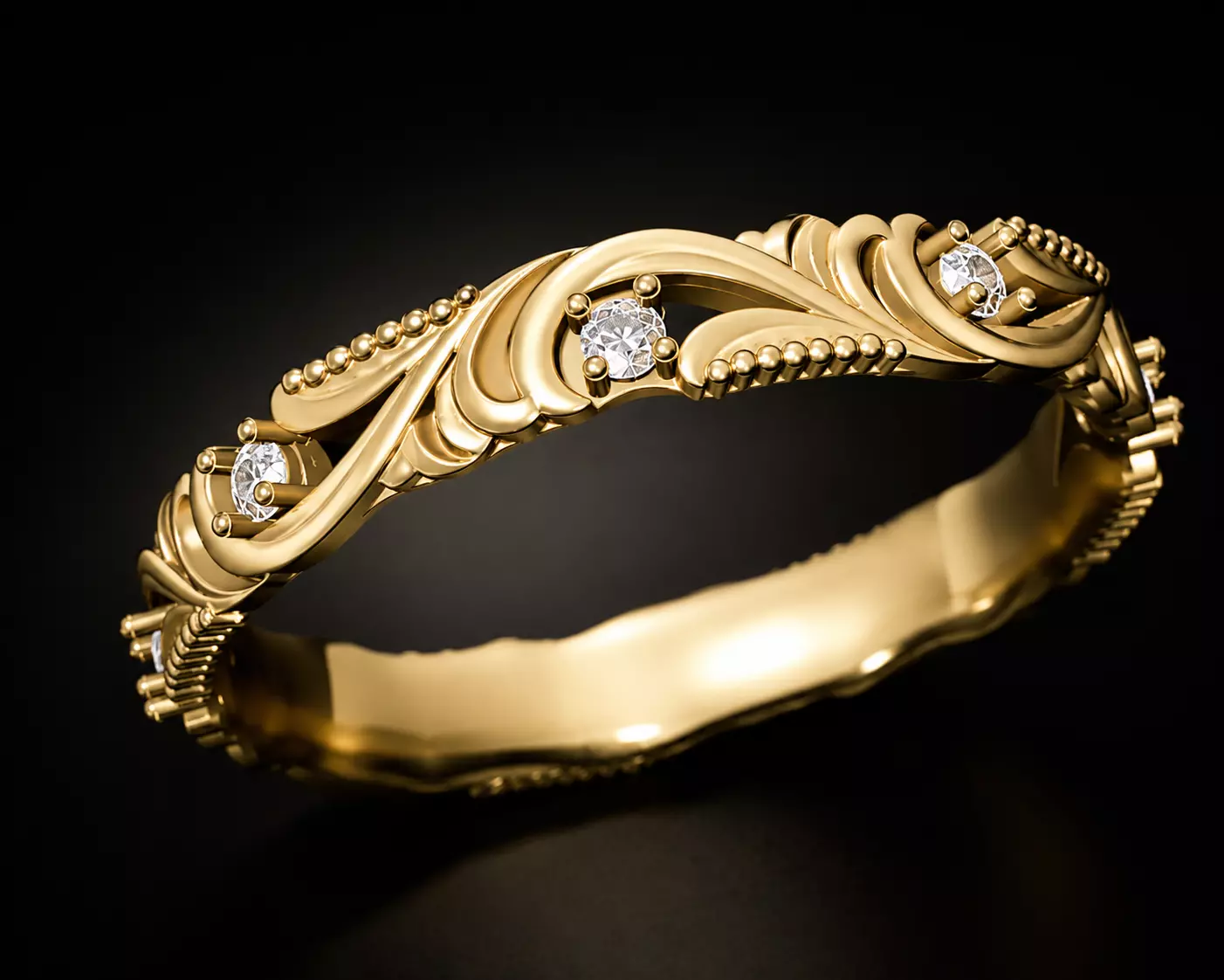 Vintage Diamond Band Ring 3D print model