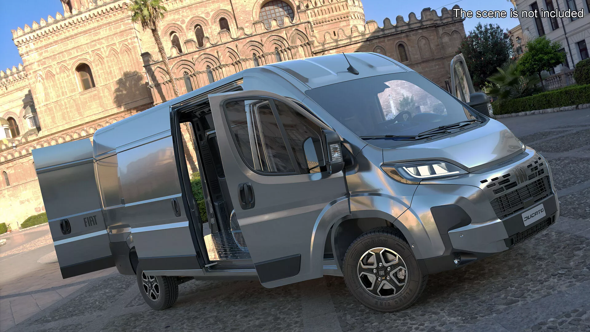 Gray Fiat Ducato 2025 Medium Van Rigged 3D model
