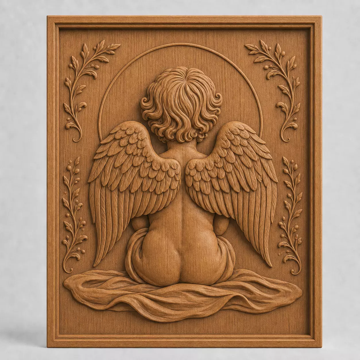 SEATED ANGEL BACK WALL RELIEF - 3D PRINTABLE CNC ART 3D print model