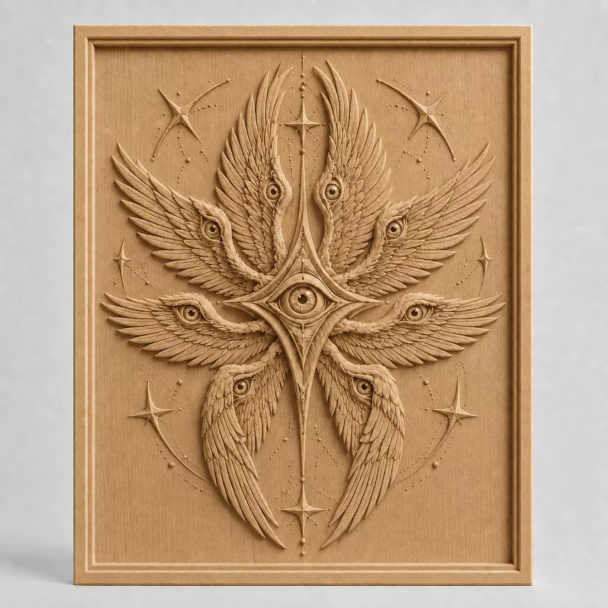 WINGED EYE SIGIL WALL RELIEF - 3D PRINTABLE CNC ART 3D print model