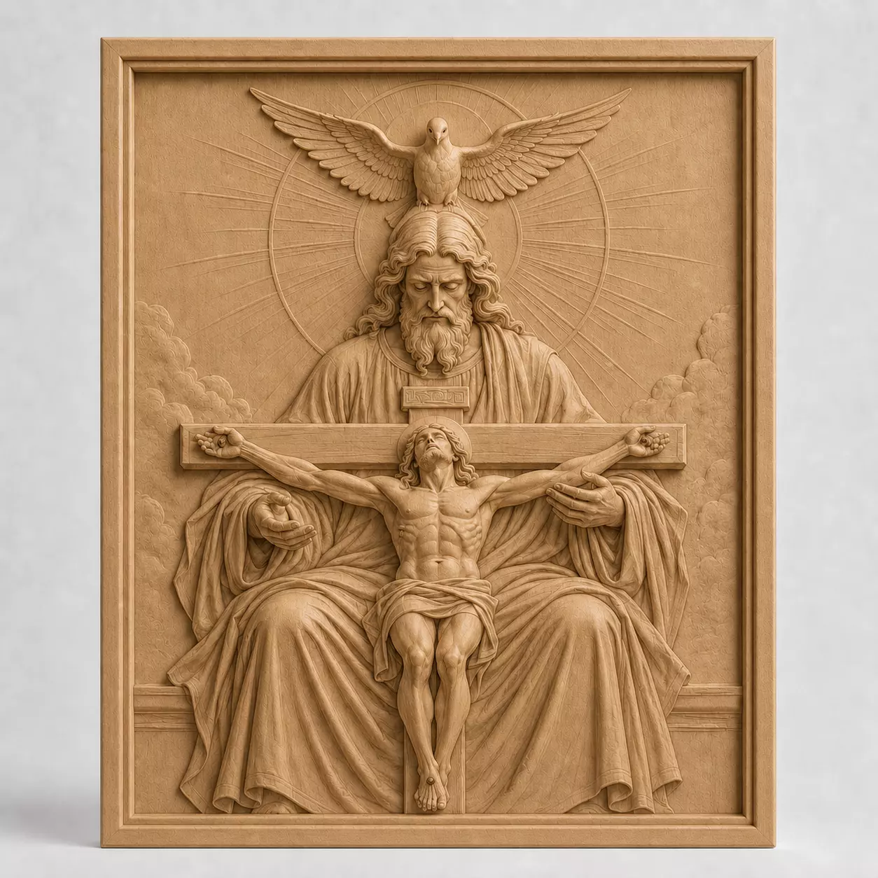HOLY TRINITY CRUCIFIX WALL RELIEF - 3D PRINTABLE CNC ART 3D print model