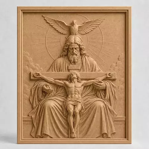 HOLY TRINITY CRUCIFIX WALL RELIEF - 3D PRINTABLE CNC ART