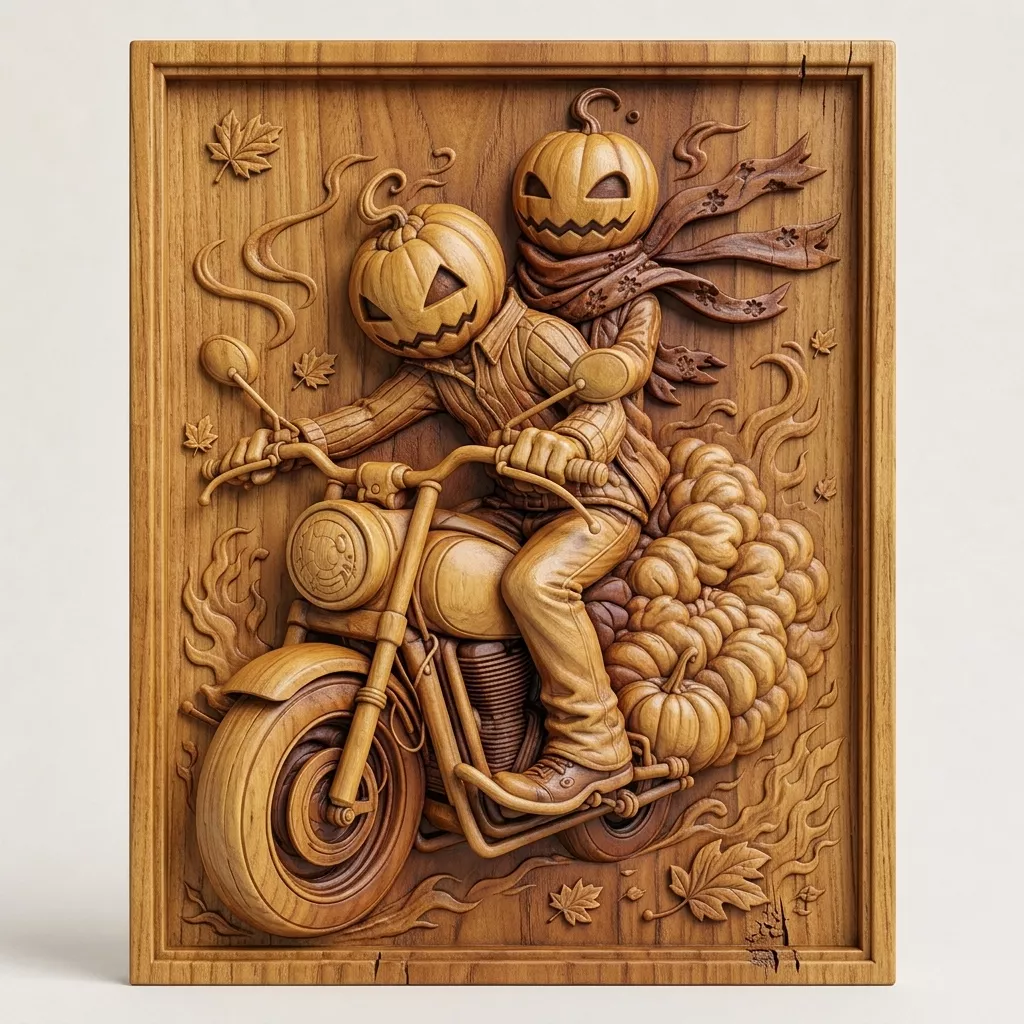 PUMPKIN RIDER WALL RELIEF - 3D PRINTABLE CNC ART 3D print model