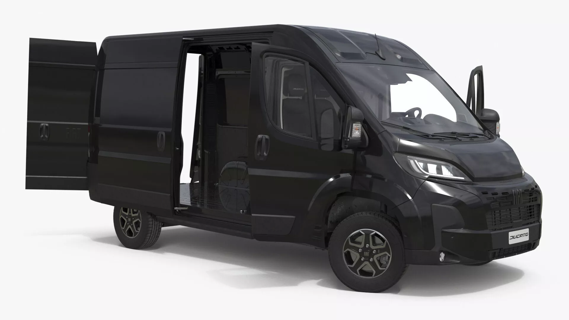 Black Fiat Ducato Small Van 2025 Rigged 3D model