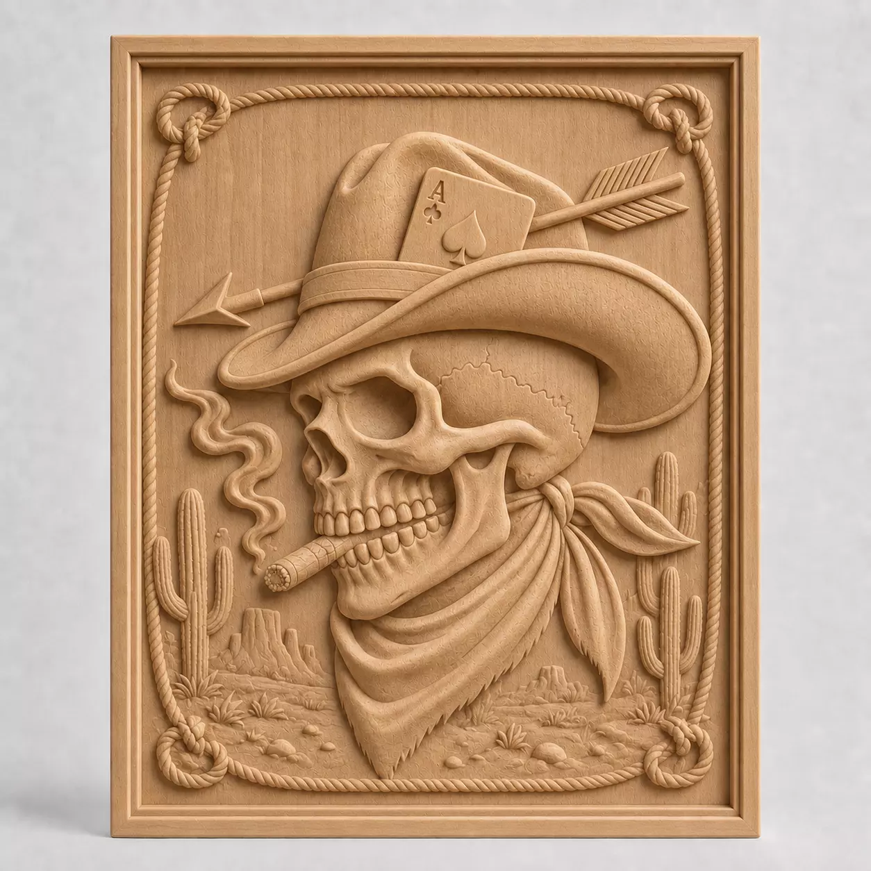 COWBOY SKULL WALL RELIEF - 3D PRINTABLE CNC ART 3D print model