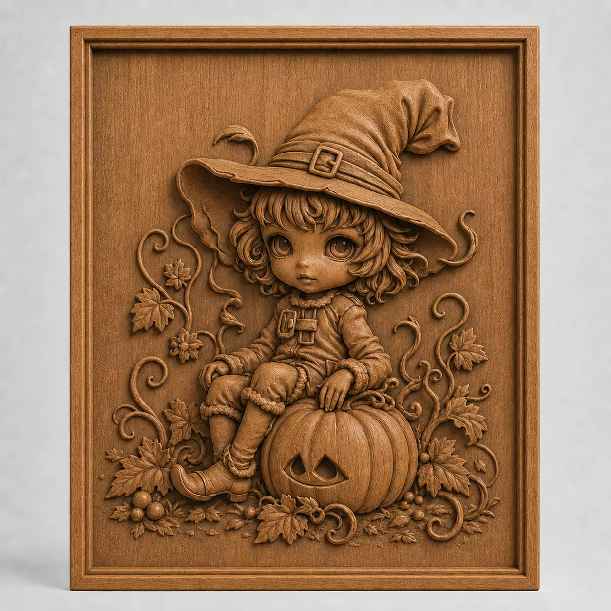 LITTLE WITCH PUMPKIN WALL RELIEF - 3D PRINTABLE CNC ART 3D print model