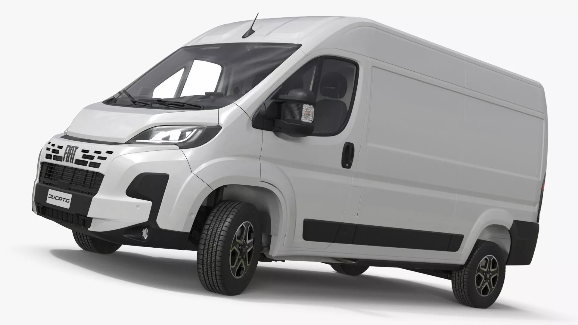 White Fiat Ducato Small Van 2025 Rigged 3D model