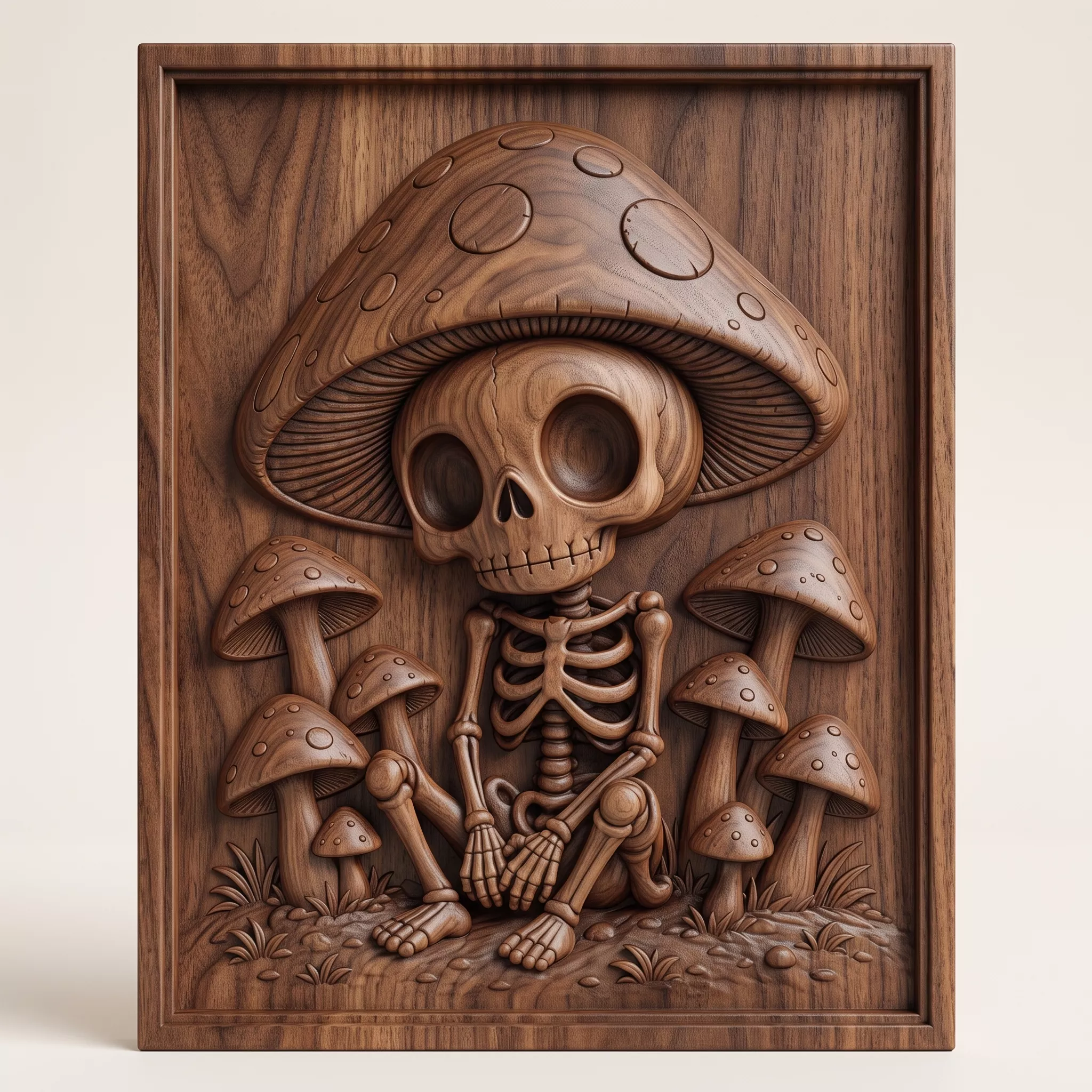 MUSHROOM SKELETON WALL RELIEF - 3D PRINTABLE CNC ART 3D print model