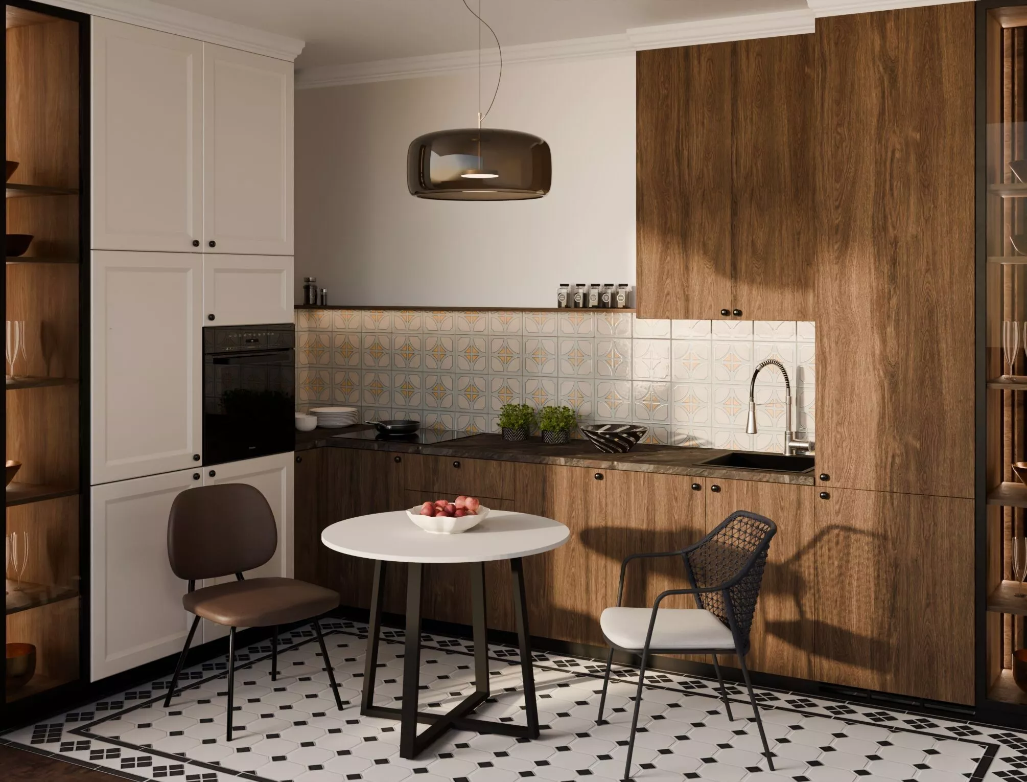 Classic Warm Kitchen Interior Scene 3D model