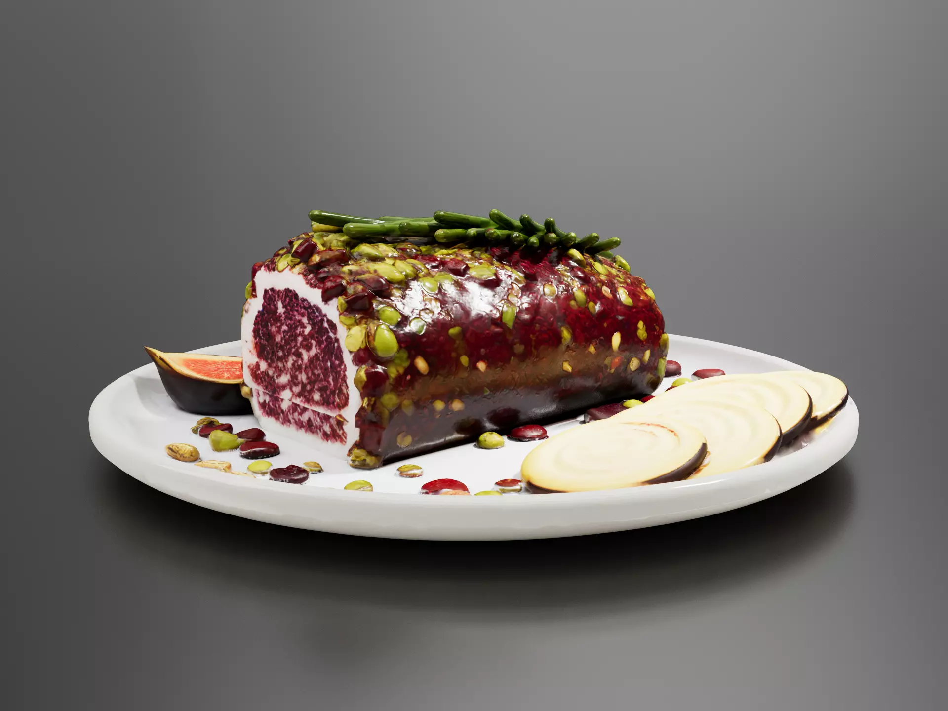 Cranberry Pistachio Fig Cheese Log 02 3D print model