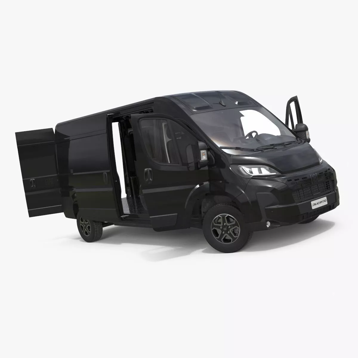 Black Fiat Ducato 2025 Medium Van Rigged 3D model