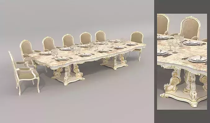 Victoria Classic Dining Set 2 3D model 4