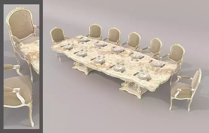 Victoria Classic Dining Set 2 3D model 2