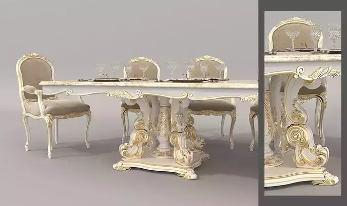 Victoria Classic Dining Set 2 3D model 5