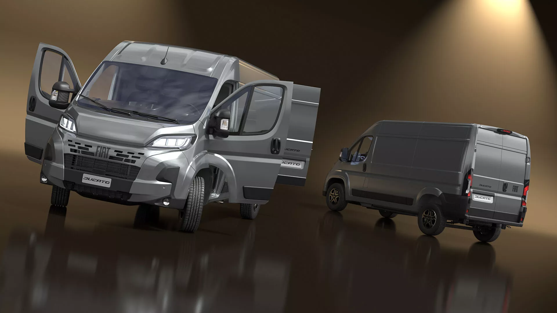 Gray Fiat Ducato Small Van 2025 Rigged 3D model