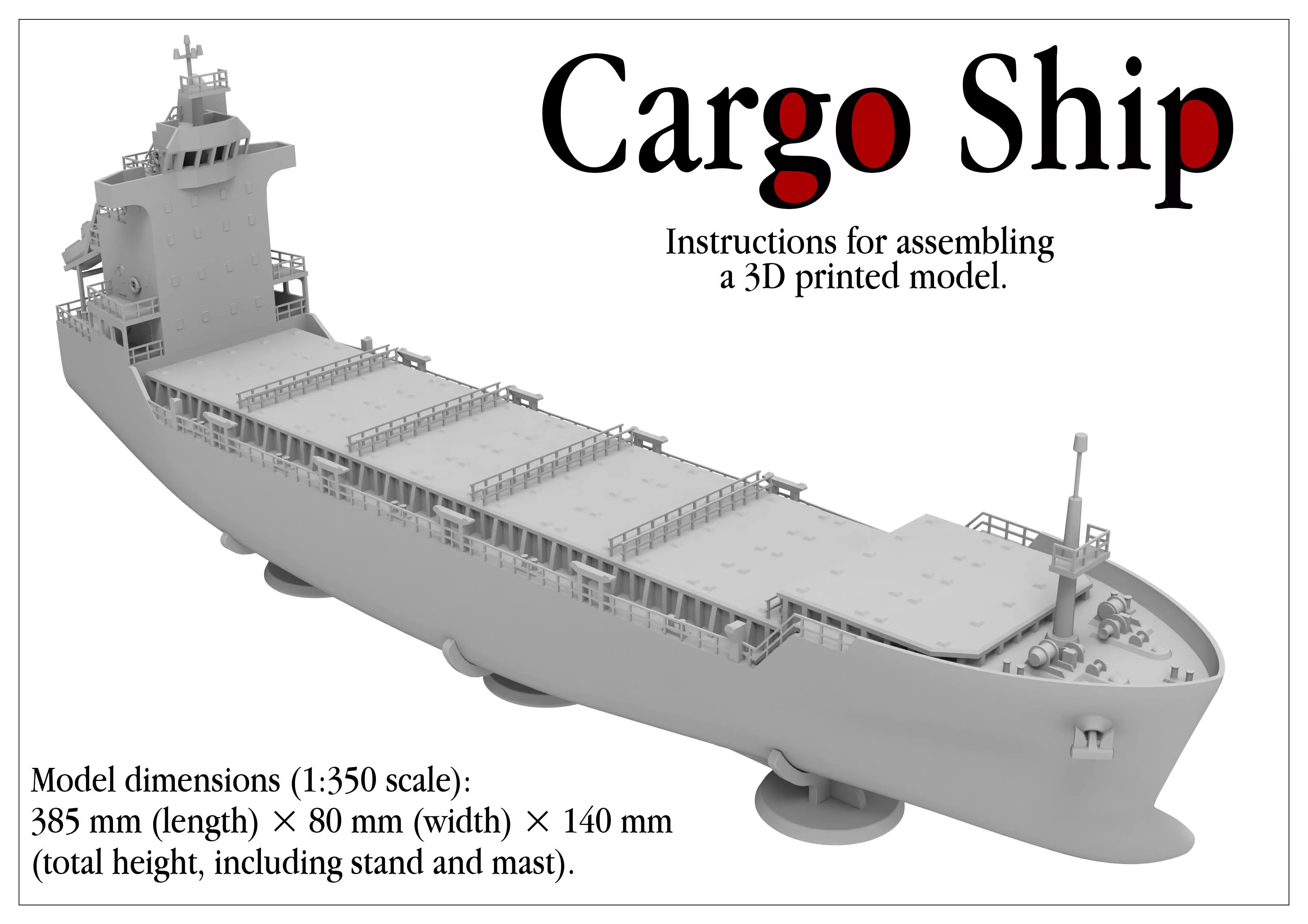 Cargo Ship Model 1-350 Scale for 3D printing 3D print model