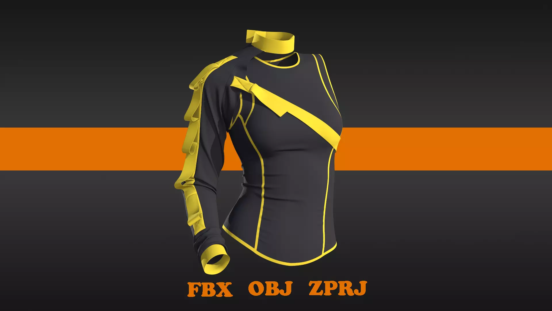 Female Techwear Top MD Clo 3D model