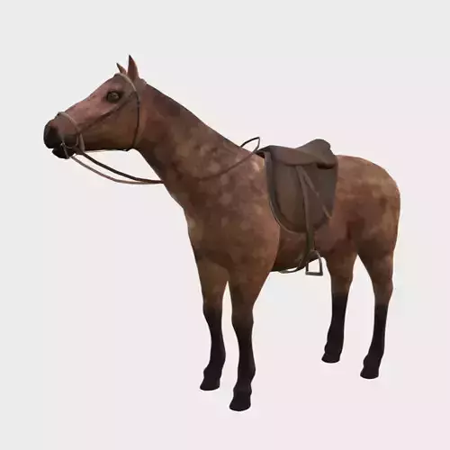 Horse with Saddle Low-poly 3D model