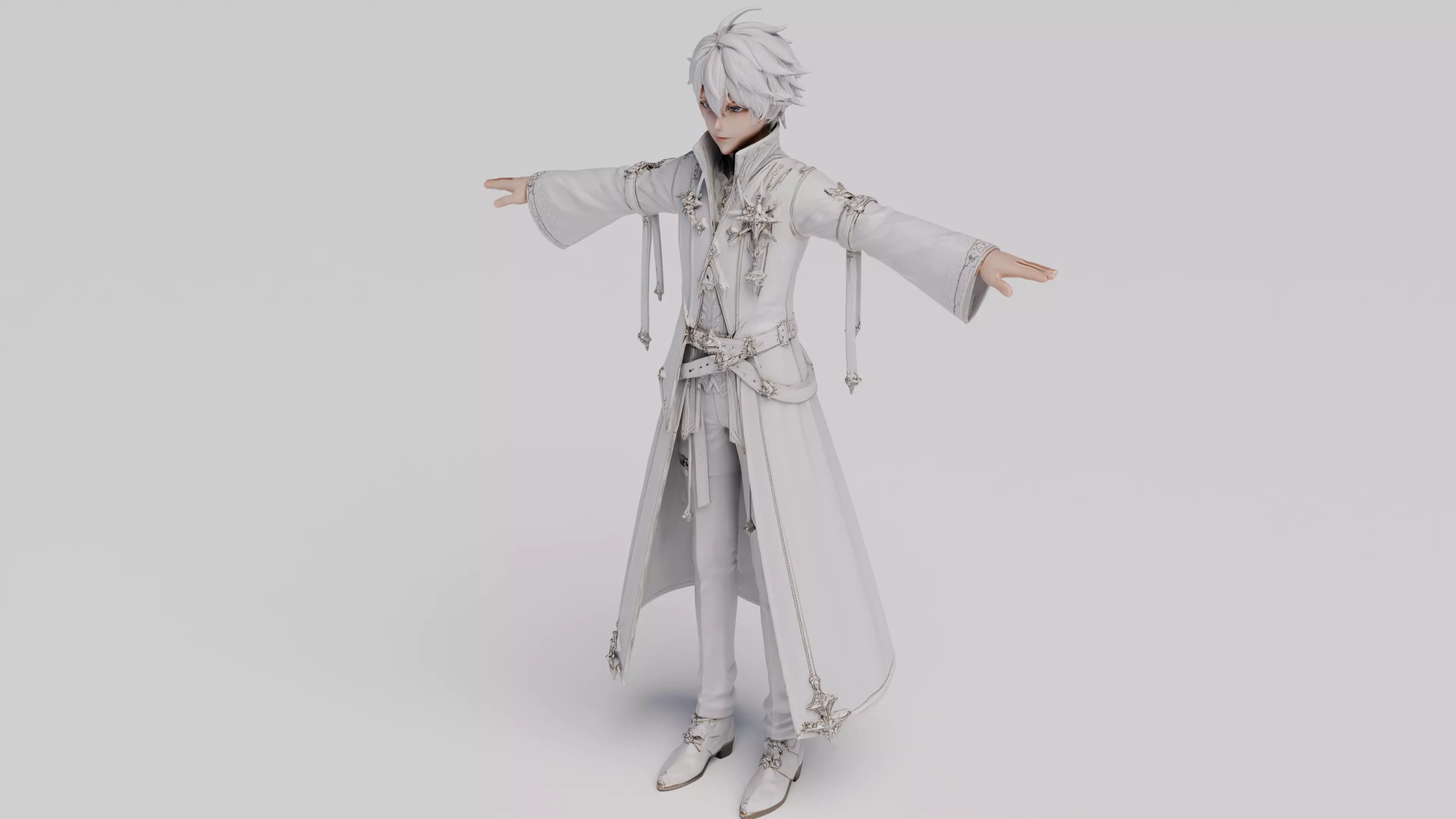 Ornate White Attire Boy Character Free 3D model