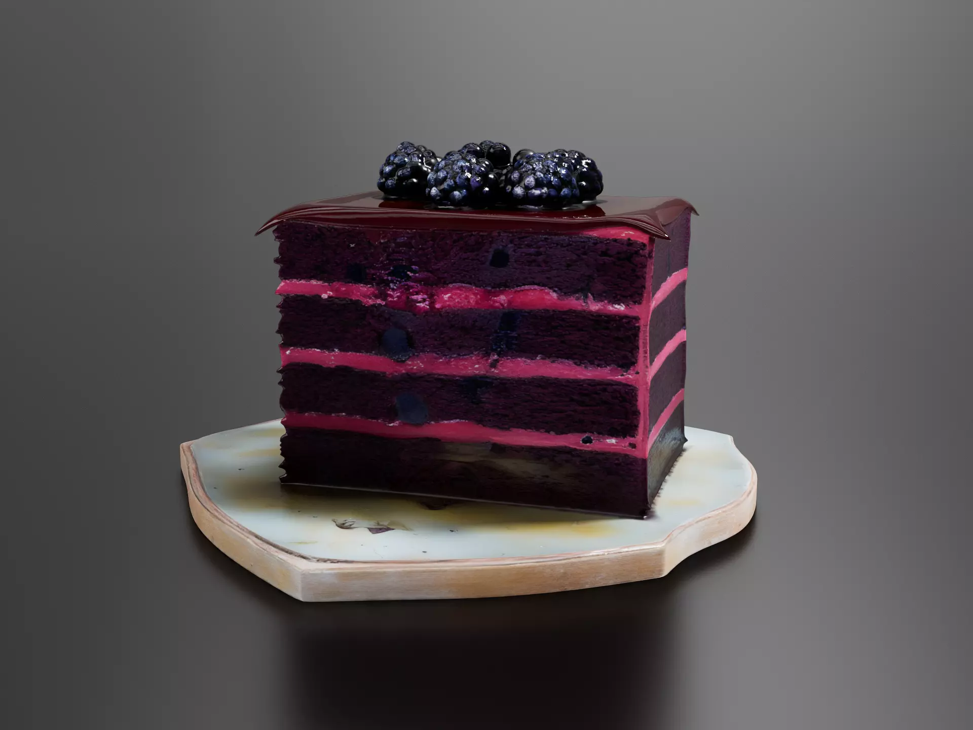 Dark Chocolate Blackberry Cake 02 3D print model