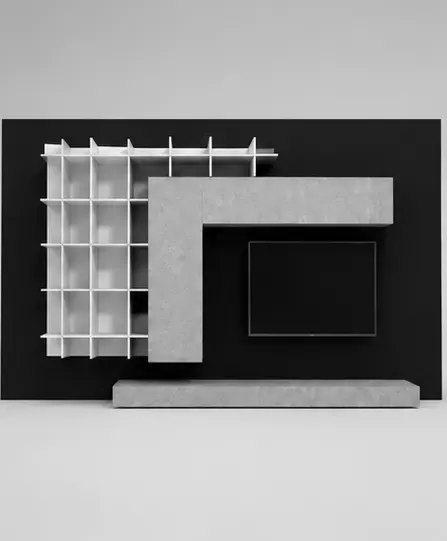 Modern Concrete Entertainment Wall Unit 3D model