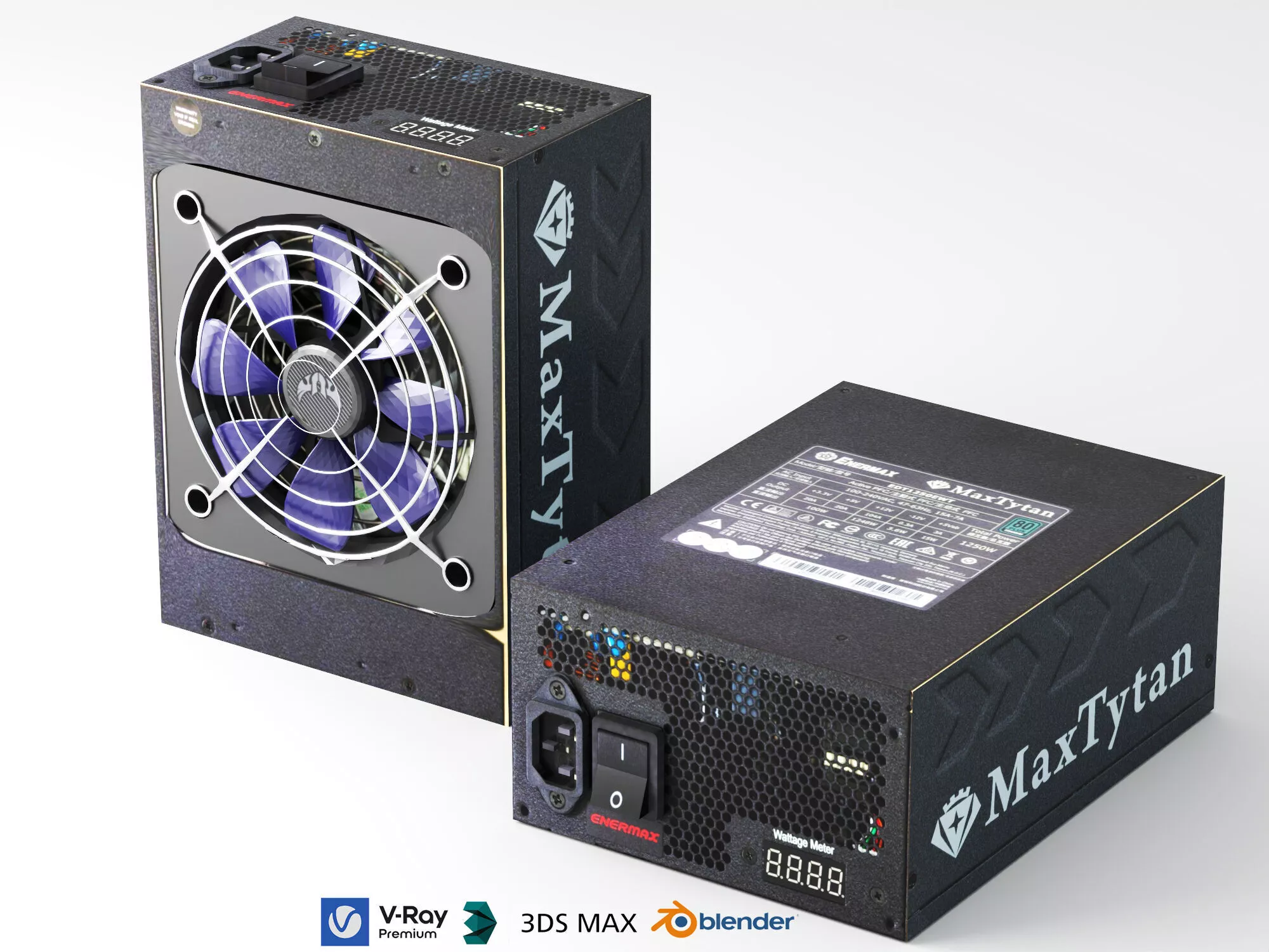 High-End Gaming Power Supply Unit Low-poly 3D model