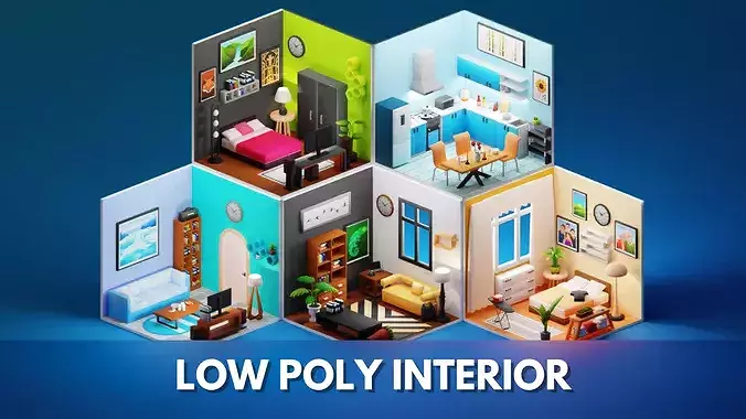 Interior Assets Pack Modular Furniture Low-poly 3D model